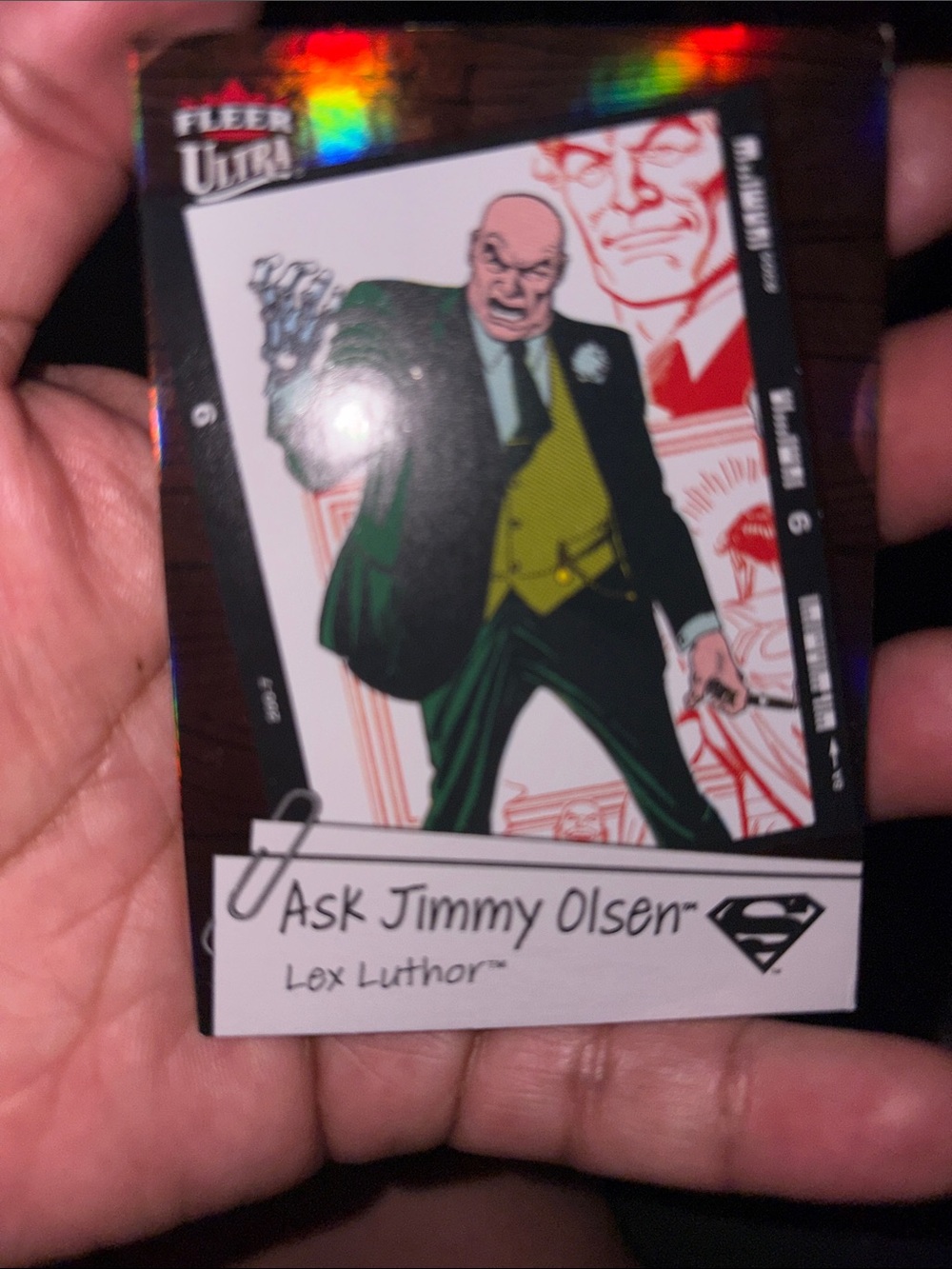 'Ask Jimmy Olsen' Lex Luthor Trading Card - Green/Yellow/Black